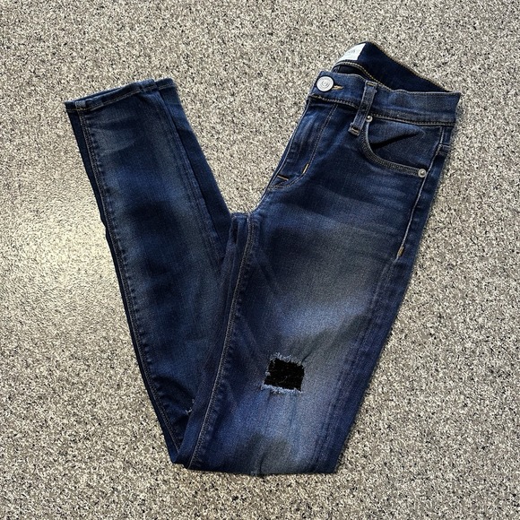 Hudson's Bay Company Denim - Hudson Jeans Womens 24x28 Nico Super Skinny Mid Rise Dark Wash Denim Distressed